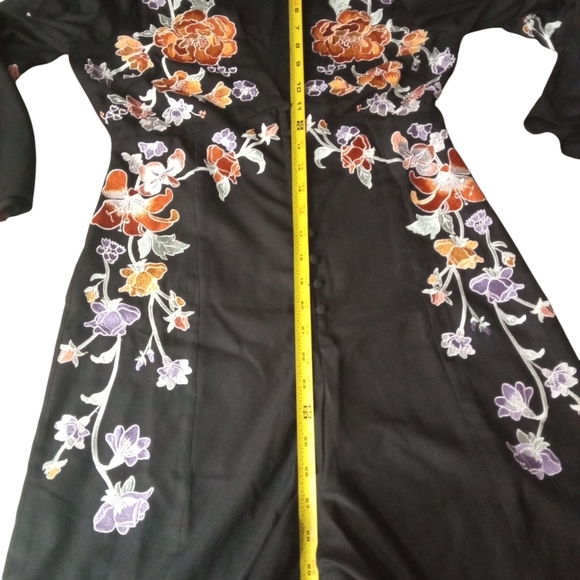 ASOS Black & Orange Flutter Sleeve Elegant Colorblock Style Jumpsuit Size 6 - Picture 5 of 12